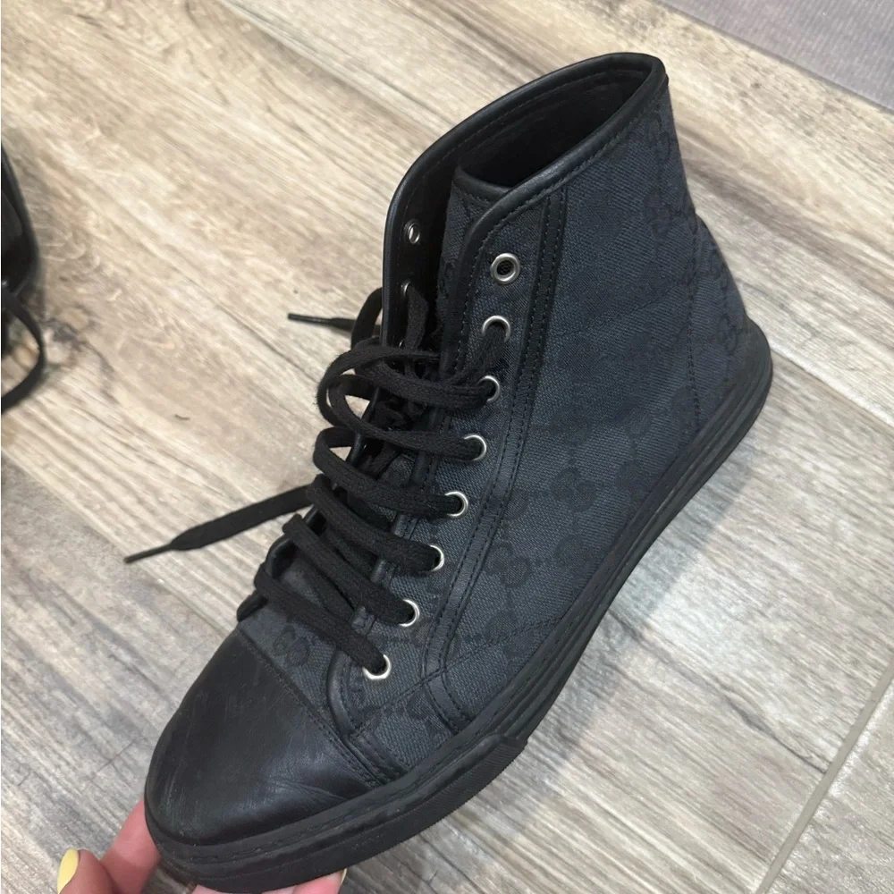 Gucci Black High-Top Sneakers with GG Monogram - Picture 2 of 8